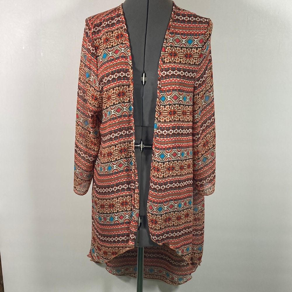 Absolute Angel Kimono/Cover Up Light Weight Multi Color Open Front Size L